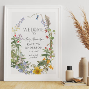 Wildblume Aquarellblütendusche Begrüßungsjause Poster