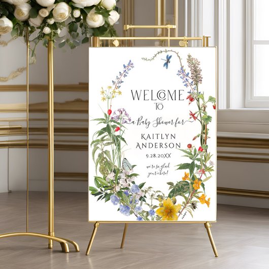 Wildblume Aquarellblütendusche Begrüßungsjause Poster