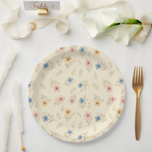 Wildblume Aquarellblütendusche Teller (Hochzeit)