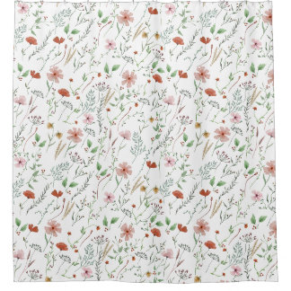 Wildblume Aquarellbogen Vintages Blumenmuster Duschvorhang