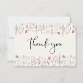 Wildblume Aquarellcreme Babydusche Dankeskarte (Vorderseite)