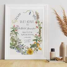 Wildblume Aquarellfarben Begrüßung Brautparty