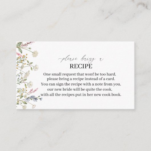 Wildblume Aquarellfarben Bitte eine Rezept-Karte m Begleitkarte (Vorderseite)