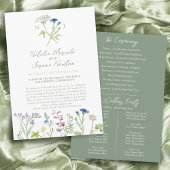 Wildblume Aquarellgrün Hochzeitsprogramm Programm