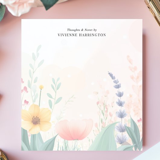 Wildblume Aquarellpastellfarben Personalisiert Notizblock