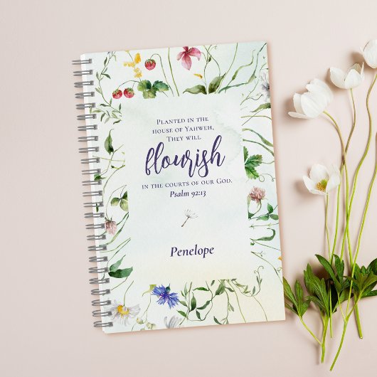 Wildblume Aquarellschrift Personalisiert Notizblock