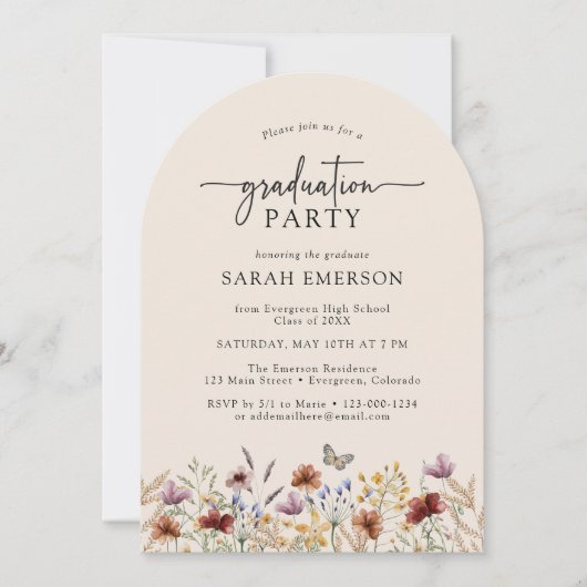 Wildblume Arch Abschluss Einladung (Vorderseite)