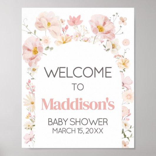 Wildblume Arch Baby in Bloom Baby Dusche Willkomme Poster (Vorne)