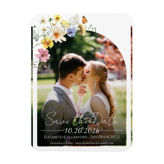 Wildblume Arch | Boho Foto Save the Date Magnet (Vertikal)