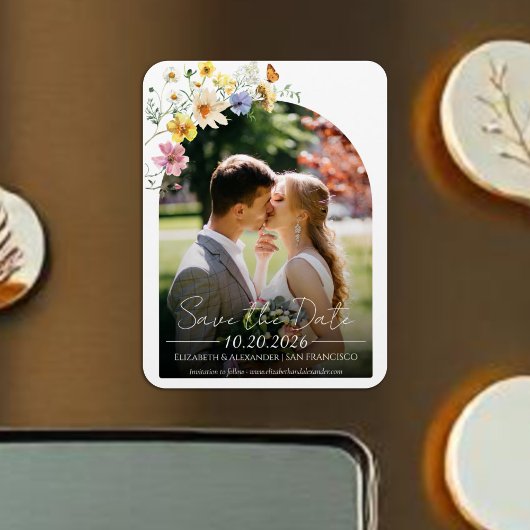 Wildblume Arch | Boho Foto Save the Date Magnet
