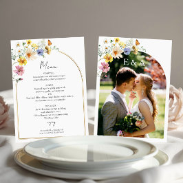 Wildblume Arch | Boho Foto Wedding Menu Card Einladung