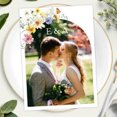 Wildblume Arch | Boho Foto Wedding Menu Card Einladung