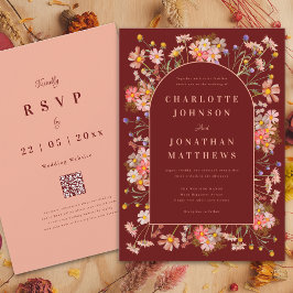 Wildblume Arch Boho Terracotta Hochzeit im Herbst Einladung