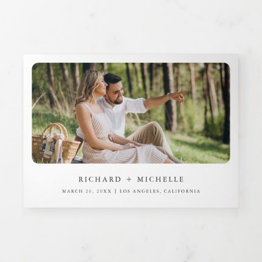 Wildblume Arch Foto All in One QR Code Wedding Dreifach Gefaltete Einladung (Cover)