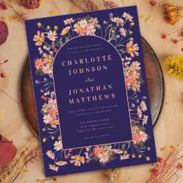 Wildblume Arch Navy Terracotta Hochzeit im Herbst Einladung
