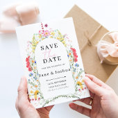 Wildblume Arch Wasserfarbe Hochzeit Speichern Sie Einladung