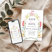 Wildblume Arch Wasserfarbe Hochzeit Speichern Sie  Einladung