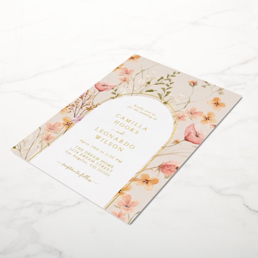 Wildblume Arch Wedding Einladung Foil (Gedreht)