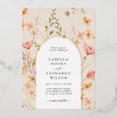 Wildblume Arch Wedding Foto Einladung (Vorderseite)