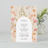 Wildblume Arch Wedding Foto Einladung (Stehend vorne)