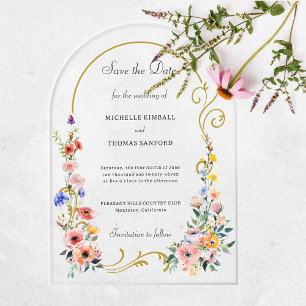 Wildblume Arch Wedding Save the Date Akronylic Inv Acryleinladungen