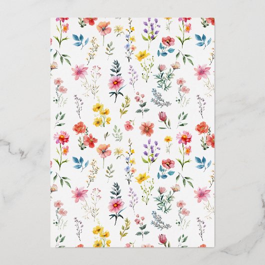 Wildblume Arch Wedding Save the Date Folieneinladung (Rückseite)