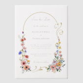 Wildblume Arch Wedding Save the Date Pergament Einladungen (Vorderseite)