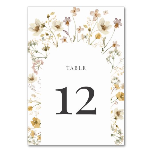 Wildblume Arch Wedding Tischnummer (Vorderseite)