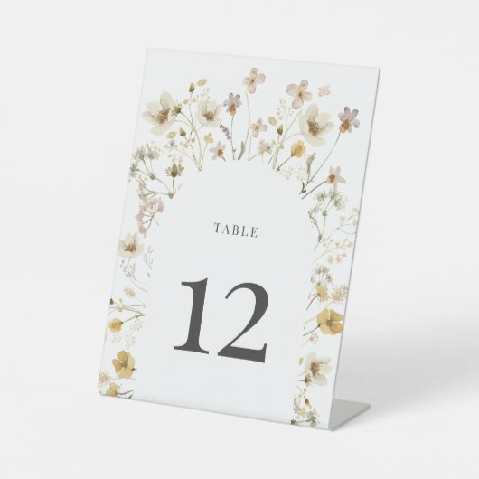Wildblume Arch Wedding Tischnummer Sockelschild (Vorderseite)