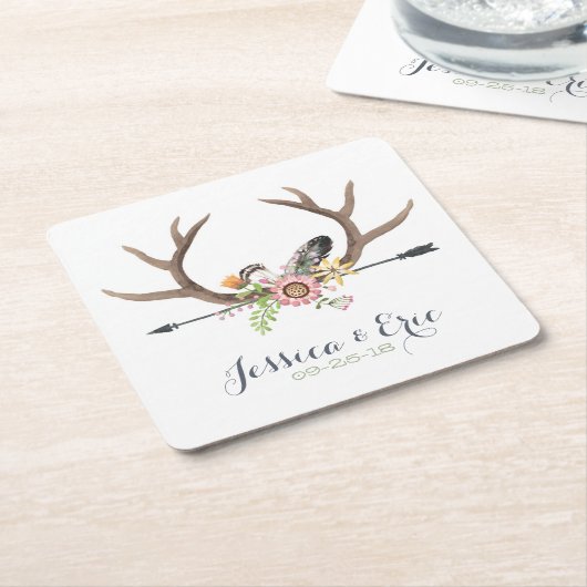 Wildblume Arrow and Antlers Rechteckiger Pappuntersetzer (angewinkelt)