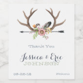 Wildblume Arrow and Antlers Wedding Weinetikett (Einzelnes Label)