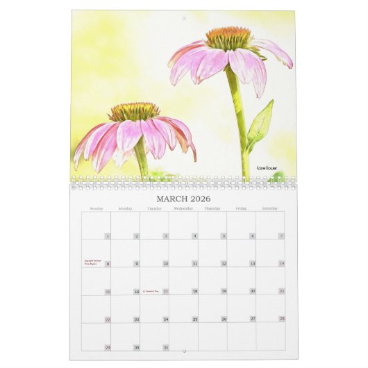 Wildblume Art Blumenkalender Kalender (Mär 2026)