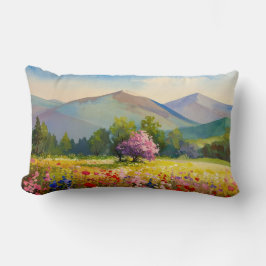 Wildblume Artistische Wasserfarben Berge Landschaf Lendenkissen