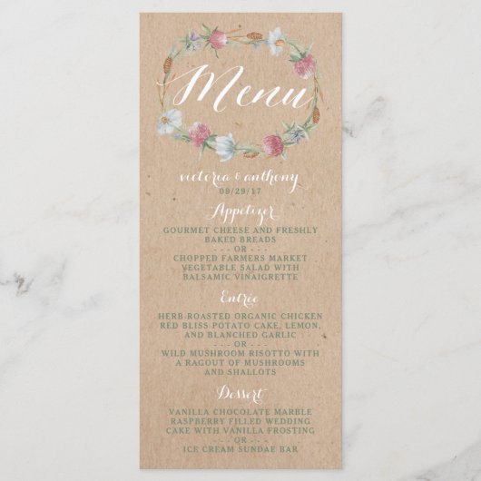 Wildblume auf dem "Kraft Country Wedding Menu" Menükarte (Vorderseite)