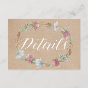 Wildblume auf der Kraft Country Wedding Detail Begleitkarte