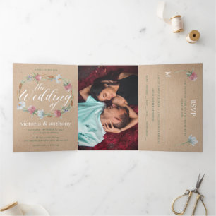 Wildblume auf der Kraft Country Wedding Suite Dreifach Gefaltete Einladung