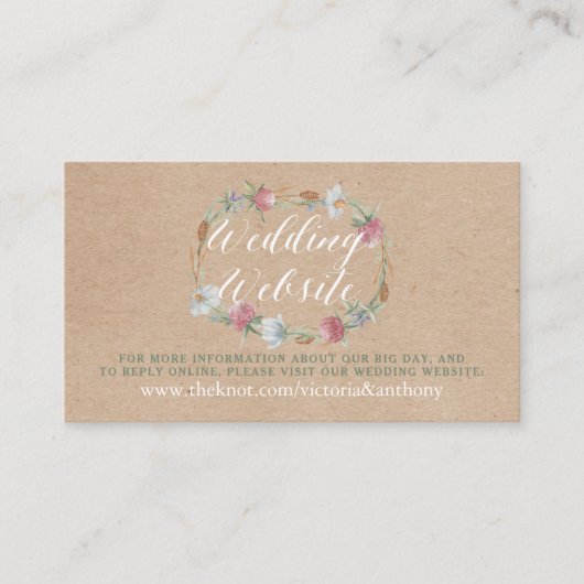 Wildblume auf der Website der Kraft Country Weddin Begleitkarte (Vorderseite)