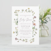 Wildblume auf der Wiese, zarte Kinderdusche Einladung (Stehend Vorderseite)