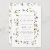 Wildblume auf der Wiese, zarte Kinderdusche Einladung (Vorne/Hinten)