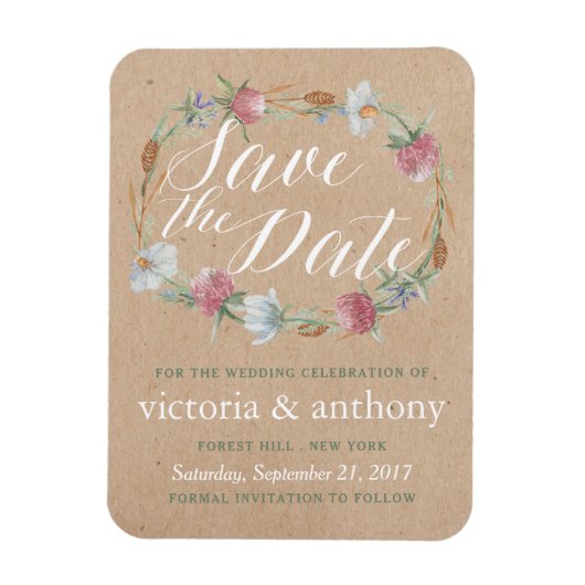 Wildblume auf Kraft Land Save the Date Magnet (Vertikal)