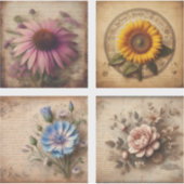 Wildblume auf Vintagem Hintergrund Aufkleber (Vorderseite)