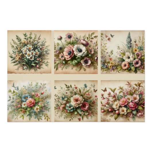 Wildblume auf Vintagem Hintergrund Poster (Vorderseite)