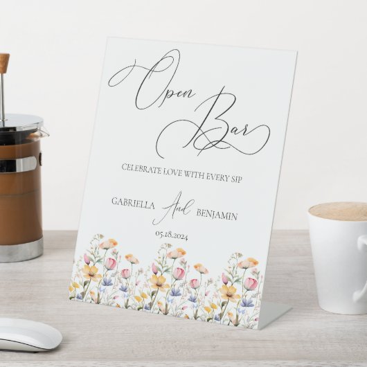 Wildblume auf Wiese Bar Wedding Tabletop Sockelschild (In SItu)