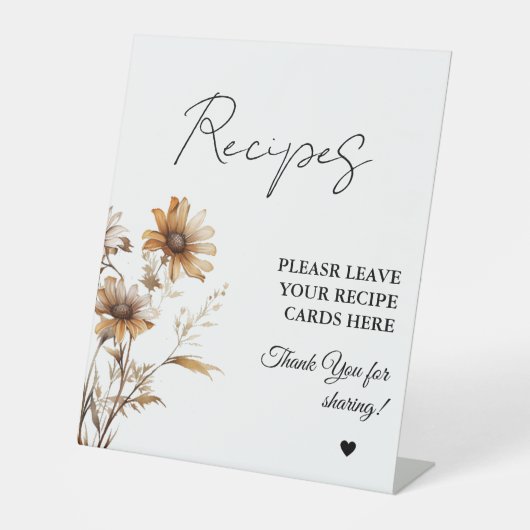Wildblume auf Wiese Verlasse Ihr Rezept-Brautparty Sockelschild (Vorderseite)