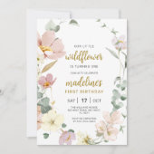 Wildblume Baby 1. Geburtstag Einladung (Vorderseite)