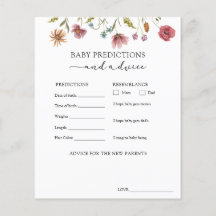 Wildblume Baby Advice and Predictions Card