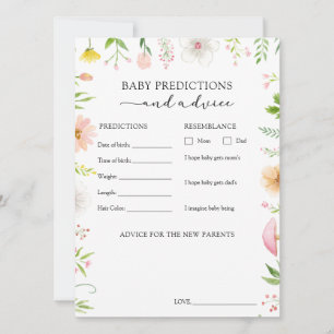 Wildblume Baby Advice and Predictions Card Einladung