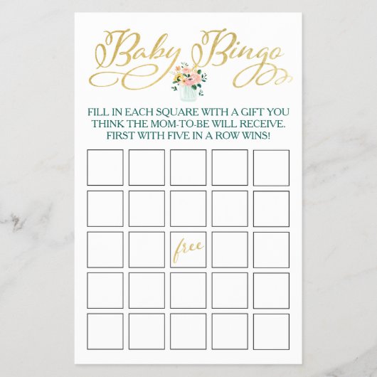 Wildblume Baby Bingo Spiel Flyer (Vorne)