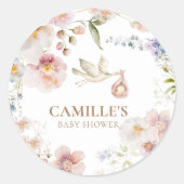 Wildblume Baby Bloom Dusche Runder Aufkleber (Vorderseite)