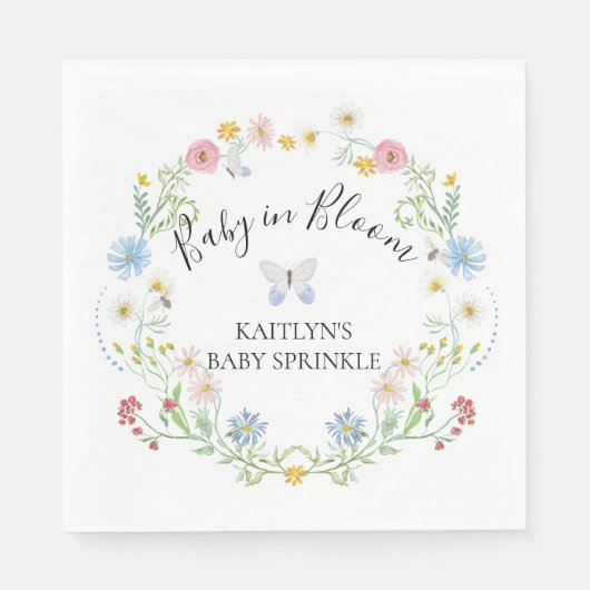 Wildblume Baby Bloom Floral Wasserfarbe Sprinkle Serviette (Vorderseite)